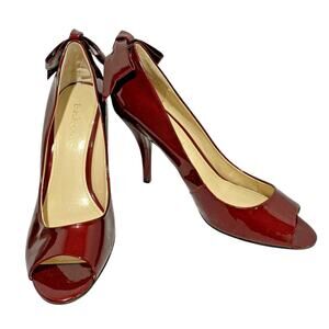 Enzo Angiolini Mistle high heel open peep toe pumps dressy stilettos red US 9M